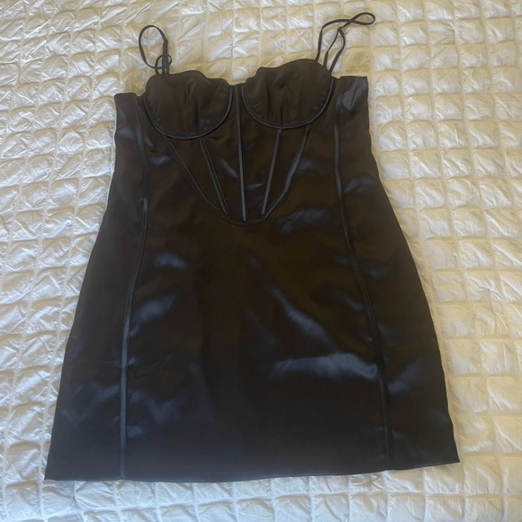 Meshki Bridget corset black satin mini dress - Picture 4 of 13
